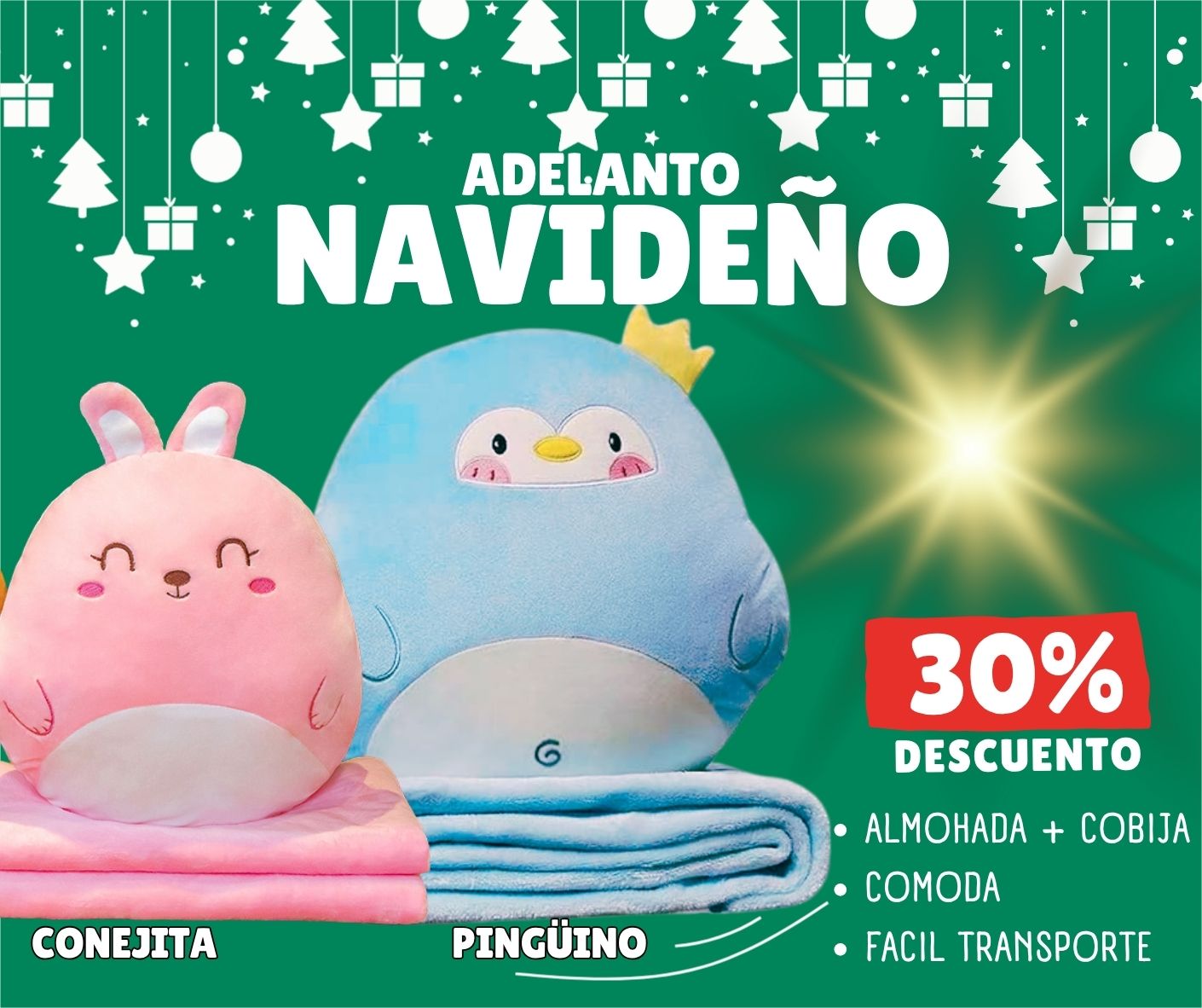 SET DE ALMOHADA Y COBIJA – CONFORT, TERNURA Y MAGIA NAVIDEÑA EN UN SOLO REGALO 💖❄️