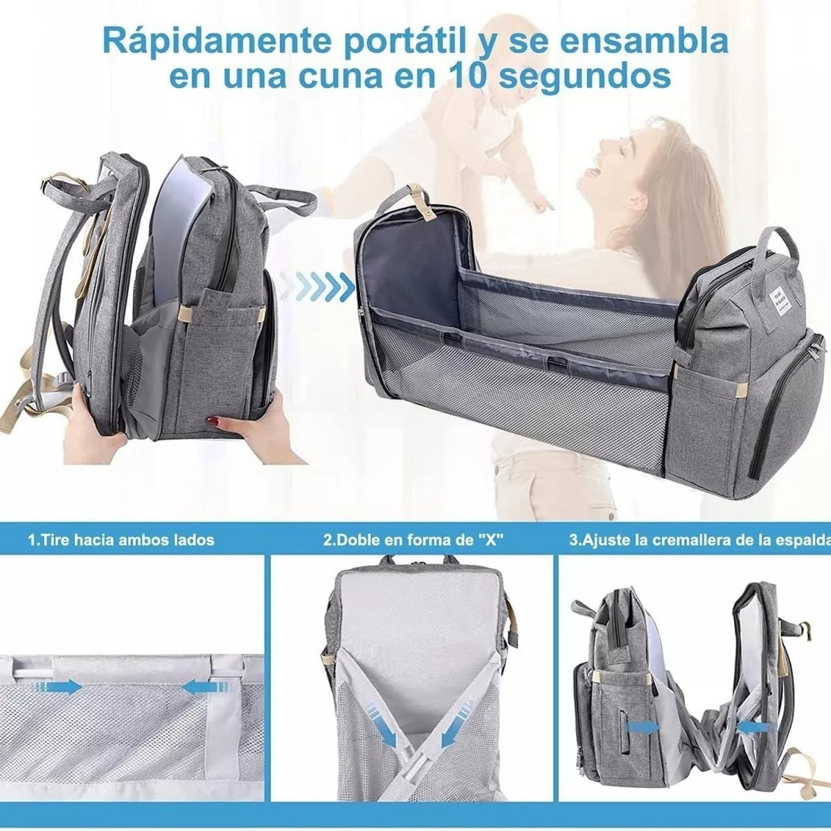 🚼🍼PAÑALERA BEBÉ TIPO CUNA PORTÁTIL 3 EN 1: COMODIDAD, SEGURIDAD Y VERSATILIDAD PARA TU BEBÉ EN CUALQUIER LUGAR 🍼🛏️ - GRAVIFLY CO SAS