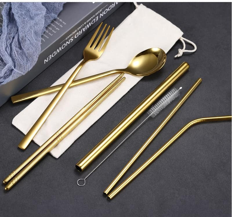 🌿 SET DE CUBIERTOS ECOLÓGICO EN ACERO INOXIDABLE 🍴✨