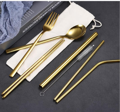 🌿 SET DE CUBIERTOS ECOLÓGICO EN ACERO INOXIDABLE 🍴✨