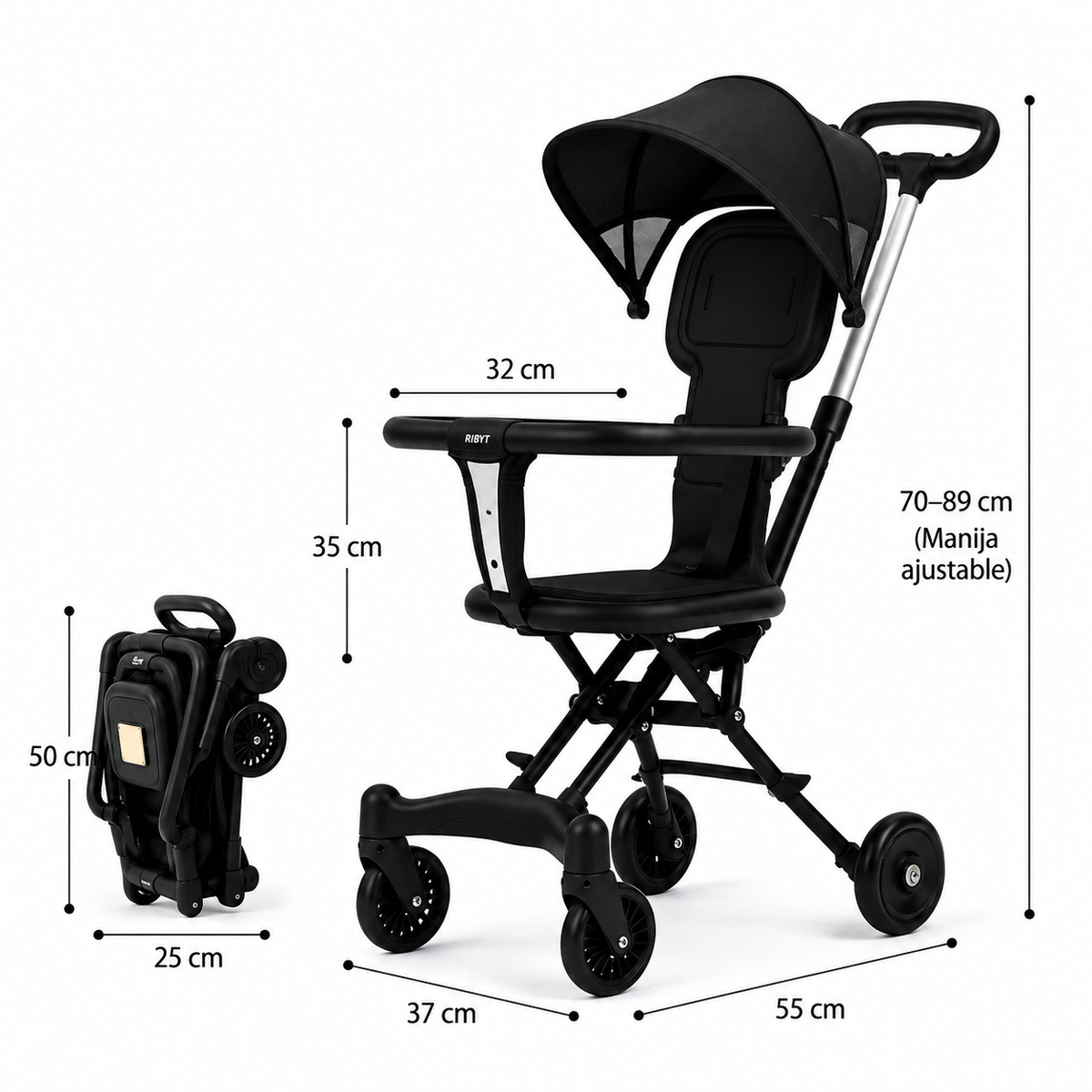 PequeRuedas | Coche 2 en 1 Plegable Paseador con Parasol- 50% de Descuento + Envío Gratis