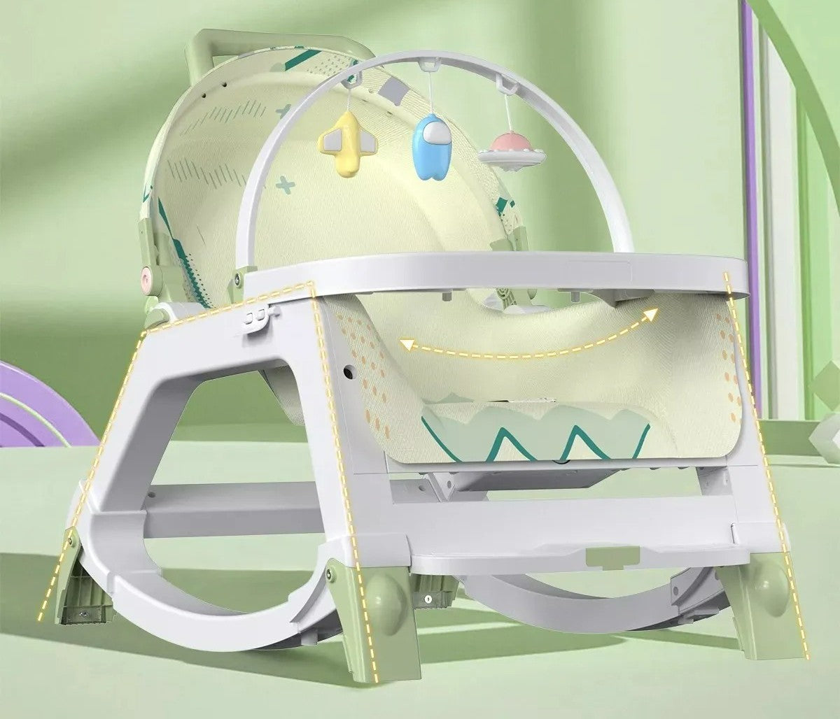 🌟 SILLA MECEDORA MULTIFUNCIONAL 5 EN 1 👶 COMODIDAD, SEGURIDAD Y DIVERSIÓN PARA TU BEBÉ 💖