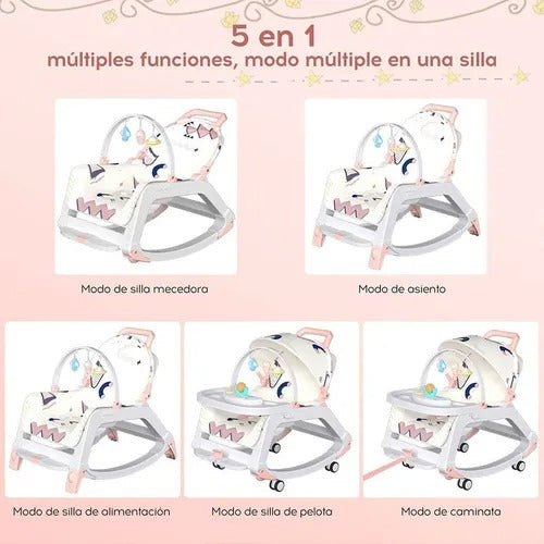 🌟 SILLA MECEDORA MULTIFUNCIONAL 5 EN 1 👶 COMODIDAD, SEGURIDAD Y DIVERSIÓN PARA TU BEBÉ 💖