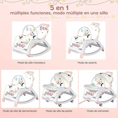 🌟 SILLA MECEDORA MULTIFUNCIONAL 5 EN 1 👶 COMODIDAD, SEGURIDAD Y DIVERSIÓN PARA TU BEBÉ 💖