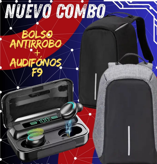 "COMBO EXCLUSIVO: BOLSO ANTIRROBO + AUDÍFONOS F9 PARA TU SEGURIDAD Y COMODIDAD 👜🎵" - GRAVIFLY CO SAS 