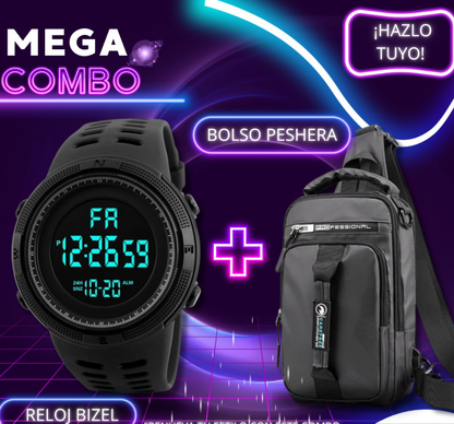 ⌚🎒 MEGA COMBO RELOJ BIZEL + BOLSO PECHERA : UNA COMBINACIÓN PERFECTA DE MODERNIDAD Y UTILIDAD 🚀💪 - GRAVIFLY CO SAS 
