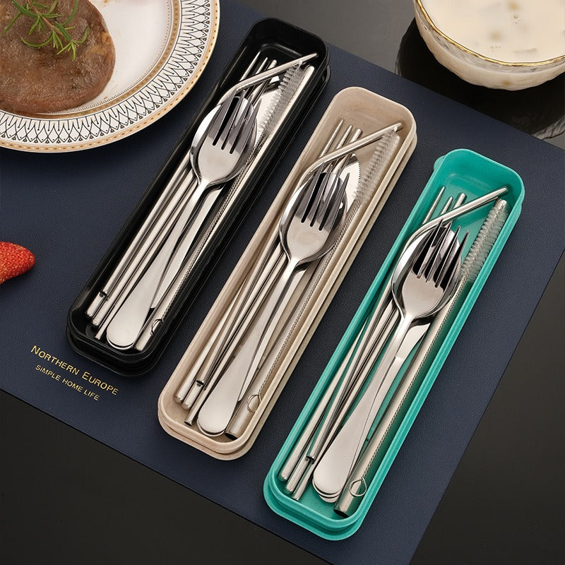 🌿 SET DE CUBIERTOS ECOLÓGICO EN ACERO INOXIDABLE 🍴✨