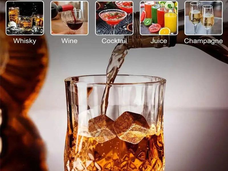 JUEGO DE VASOS DE WHISKY 🥃 CON PIEDRAS ENFRIADORAS ❄️ – ELEGANCIA 🎩 Y SABOR 😋 EN CADA COPA 🍷