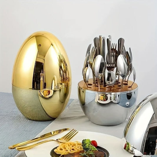 SET DE CUBIERTOS X 24 PIEZAS 💛 DISEÑO ORIGINAL EN FORMA DE HUEVO 🍳.