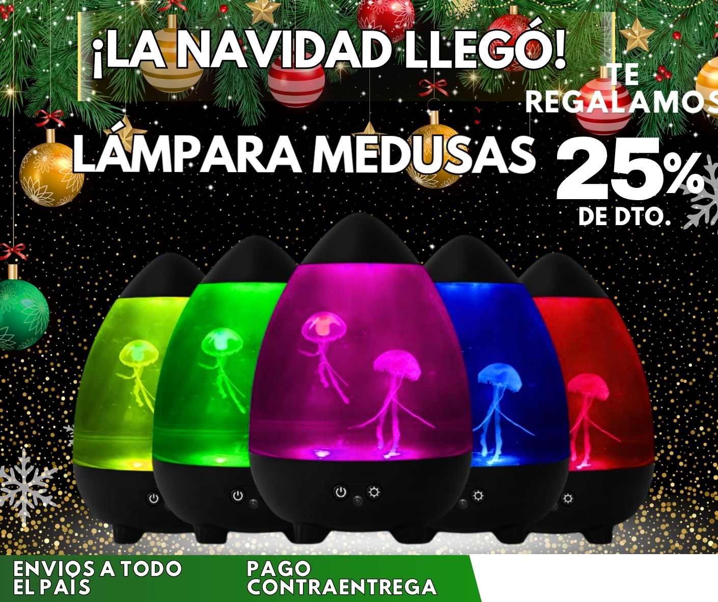 🎅 LÁMPARA DE MEDUSAS NAVIDEÑA – REGALO DIFERENTE, ELEGANTE Y RELAJANTE 🎁🪼