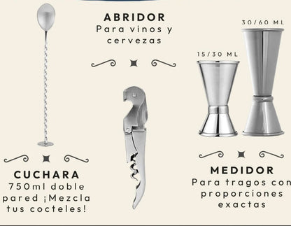 🍹 KIT DE COCTELERÍA PROFESIONAL – TODO PARA EL PERFECTO CÓCTEL 🍸