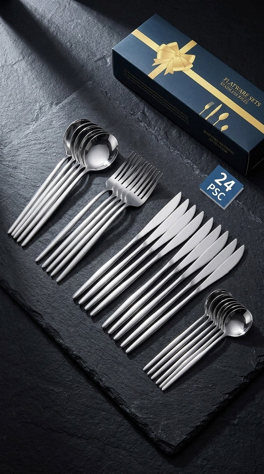 🍴SET DE CUBIERTOS PREMIUM: BRILLO Y DURABILIDAD EN CADA PIEZA 🍽️✨