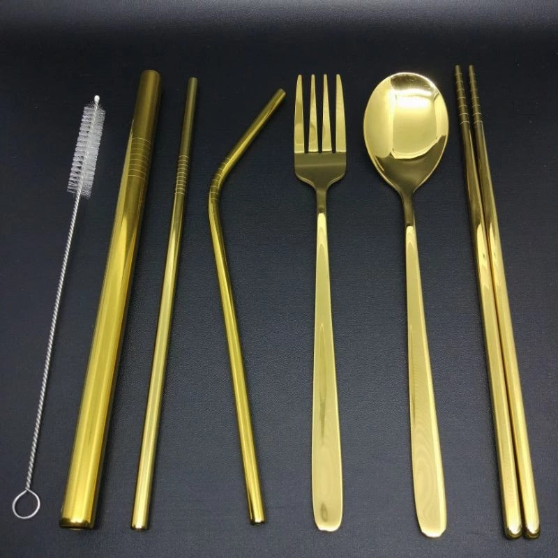 🌿 SET DE CUBIERTOS ECOLÓGICO EN ACERO INOXIDABLE 🍴✨