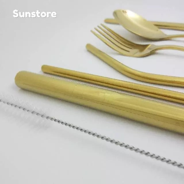 🌿 SET DE CUBIERTOS ECOLÓGICO EN ACERO INOXIDABLE 🍴✨