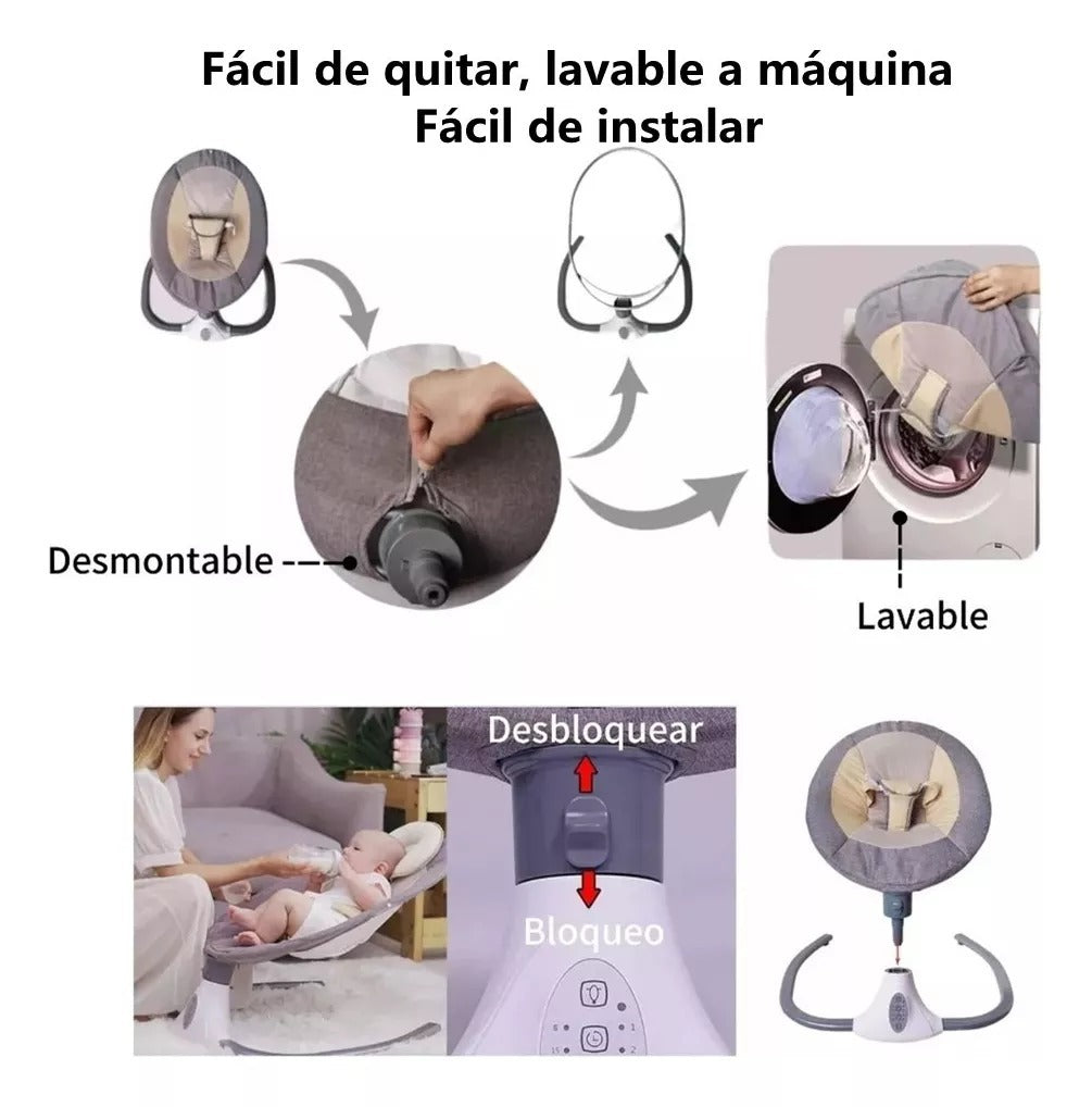 👶🎶 SILLA MECEDORA ELÉCTRICA MUSICAL: RELÁJATE Y DISFRUTA DE UNA EXPERIENCIA ÚNICA PARA TU BEBÉ 🌟 - GRAVIFLY CO SAS 