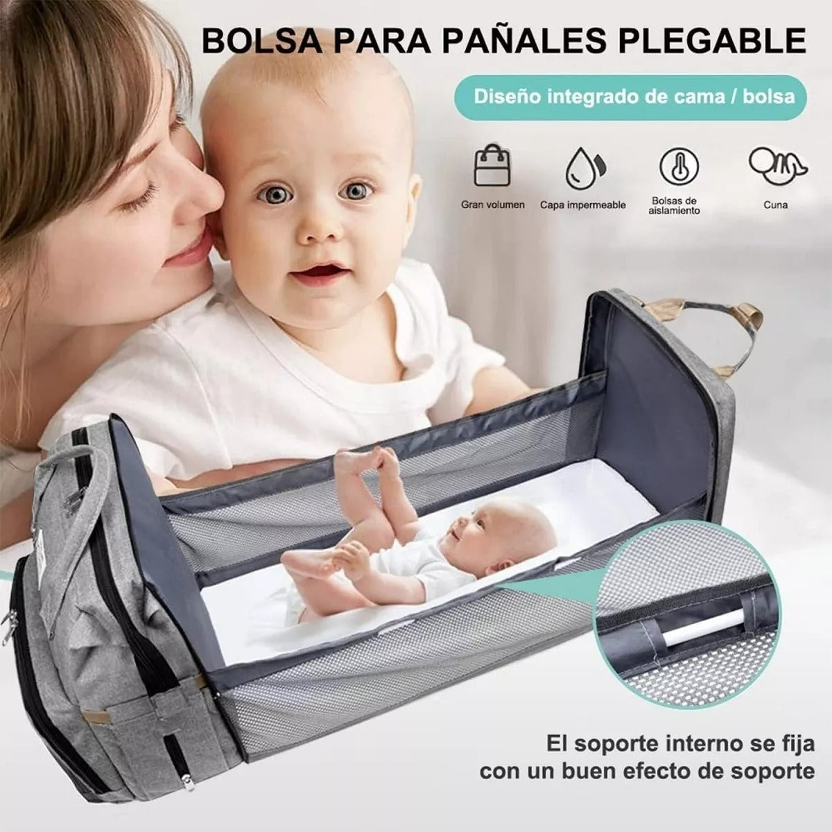 🚼🍼PAÑALERA BEBÉ TIPO CUNA PORTÁTIL 3 EN 1: COMODIDAD, SEGURIDAD Y VERSATILIDAD PARA TU BEBÉ EN CUALQUIER LUGAR 🍼🛏️ - GRAVIFLY CO SAS 