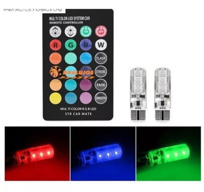 🌈  BOMBILLOS LED x2 RGB T10 + CONTROL: PERSONALIZA Y DALE ESTILO A TU CARRO O MOTO 🚗💡.