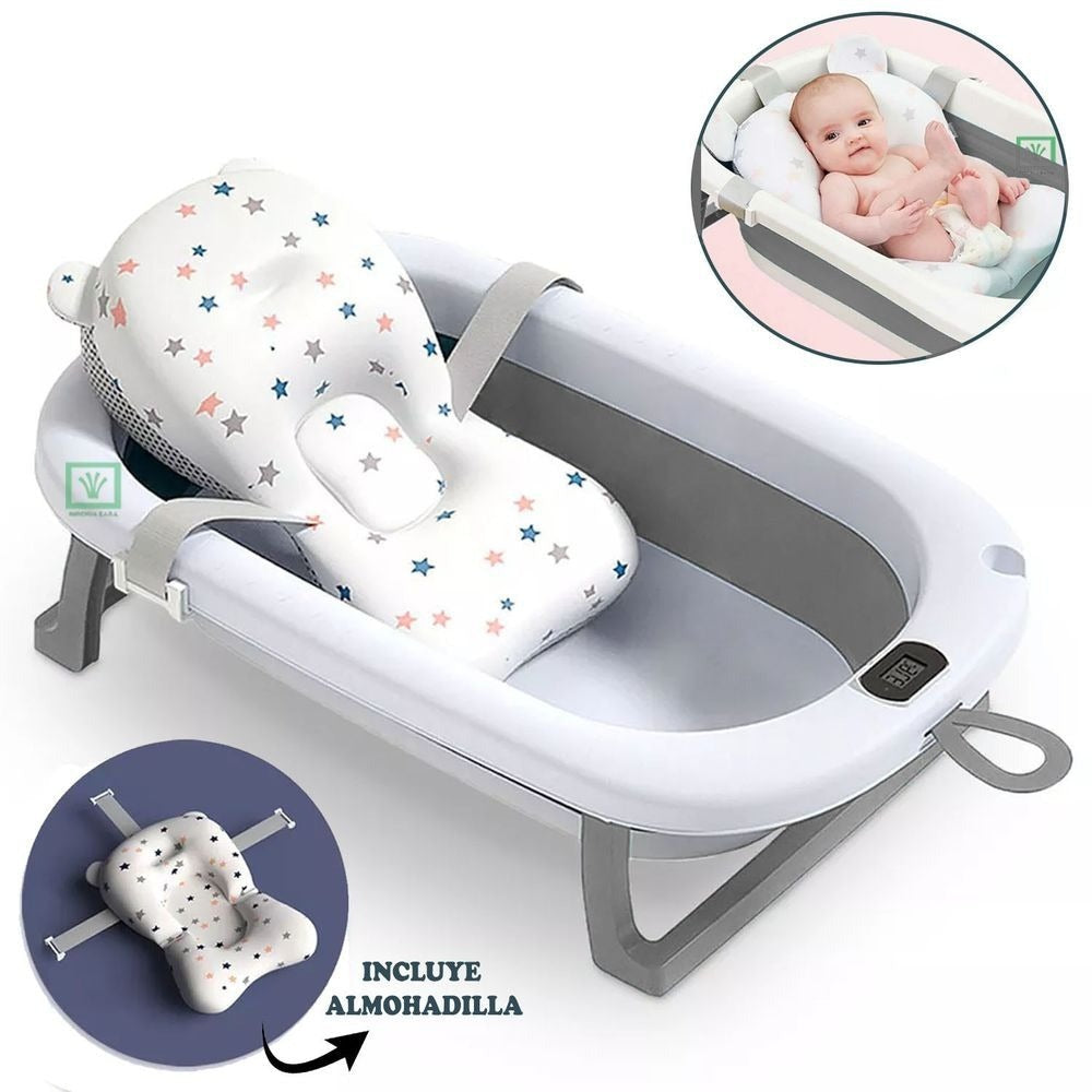 🛁👶 BAÑERA PLEGABLE CON TERMOMETRO: COMODIDAD Y SEGURIDAD EN CADA BAÑO ✨💦.