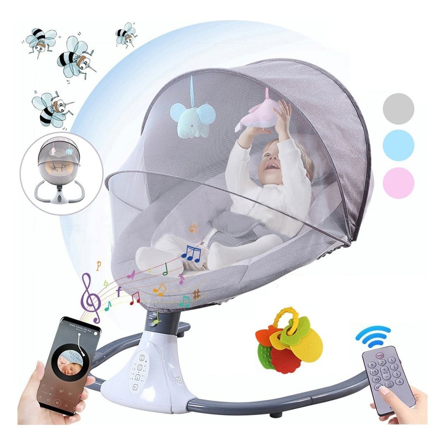 👶🎶 SILLA MECEDORA ELÉCTRICA MUSICAL: RELÁJATE Y DISFRUTA DE UNA EXPERIENCIA ÚNICA PARA TU BEBÉ 🌟 - GRAVIFLY CO SAS 