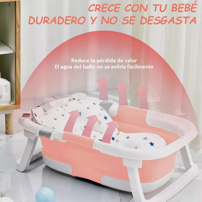 🛁👶 BAÑERA PLEGABLE CON TERMOMETRO: COMODIDAD Y SEGURIDAD EN CADA BAÑO ✨💦.
