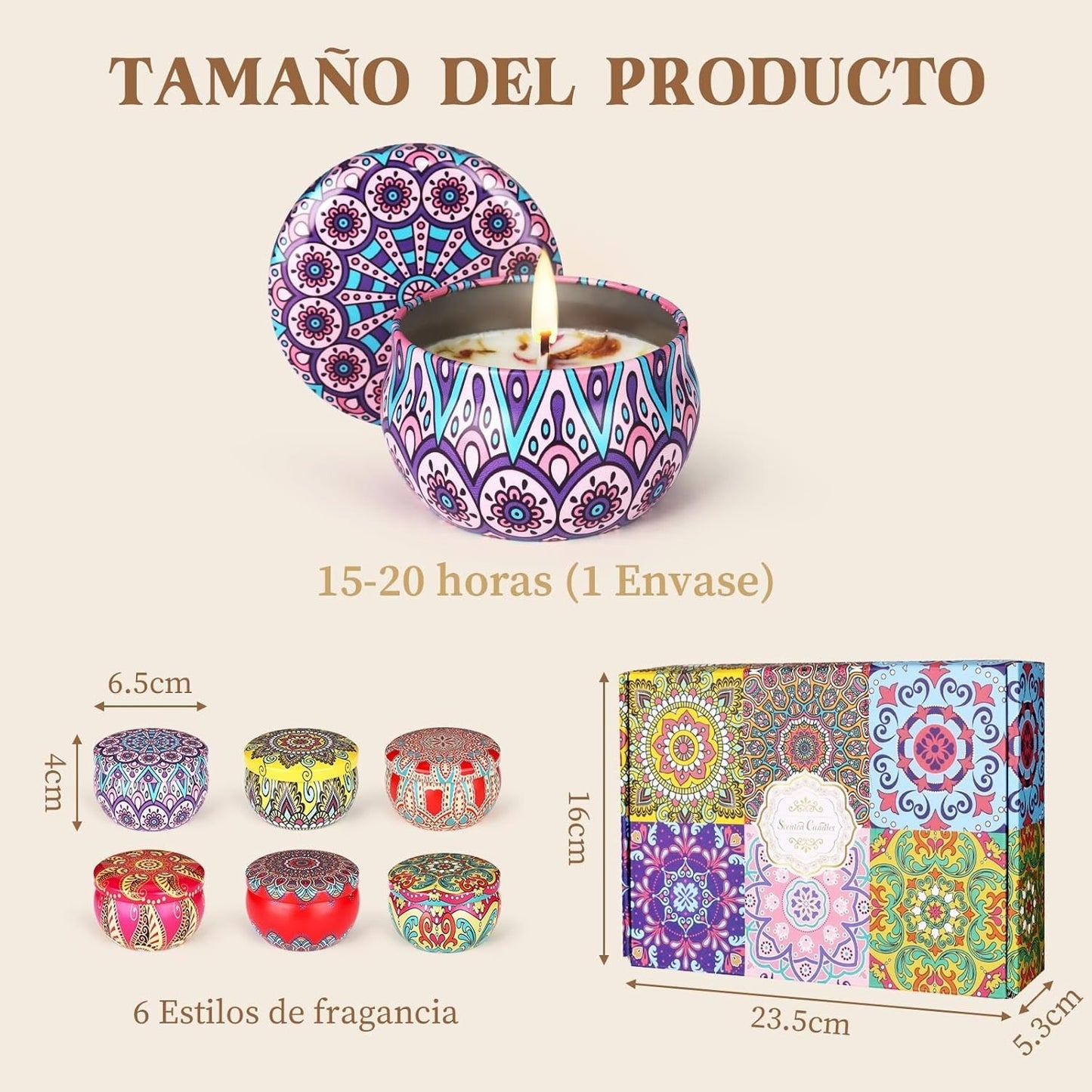 🌸💫 SET DE 6 VELAS AROMÁTICAS – AMBIENTE RELAJANTE Y ARMONIOSO, CADA VELA UNA MAGIA DIFERENTE! 🕯️🌟 - GRAVIFLY CO SAS 