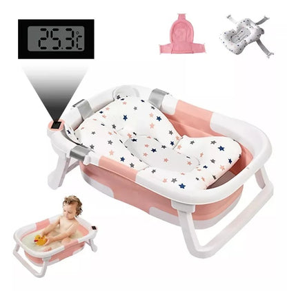 🛁👶 BAÑERA PLEGABLE CON TERMOMETRO: COMODIDAD Y SEGURIDAD EN CADA BAÑO ✨💦.