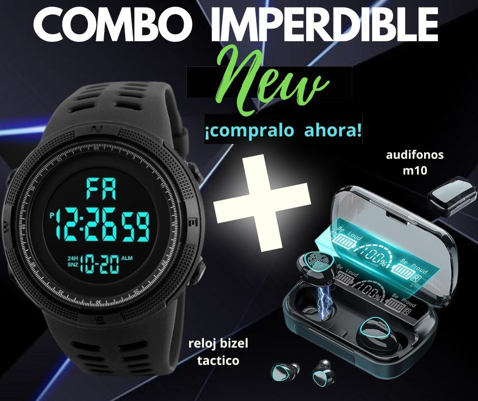 🎧⌚MAGA COMBO AUDÍFONOS M10 + RELOJ BIZEL: ¡ESTILO Y SONIDO DE ALTA CALIDAD EN UN SOLO PAQUETE! 🔥💥 - GRAVIFLY CO SAS 
