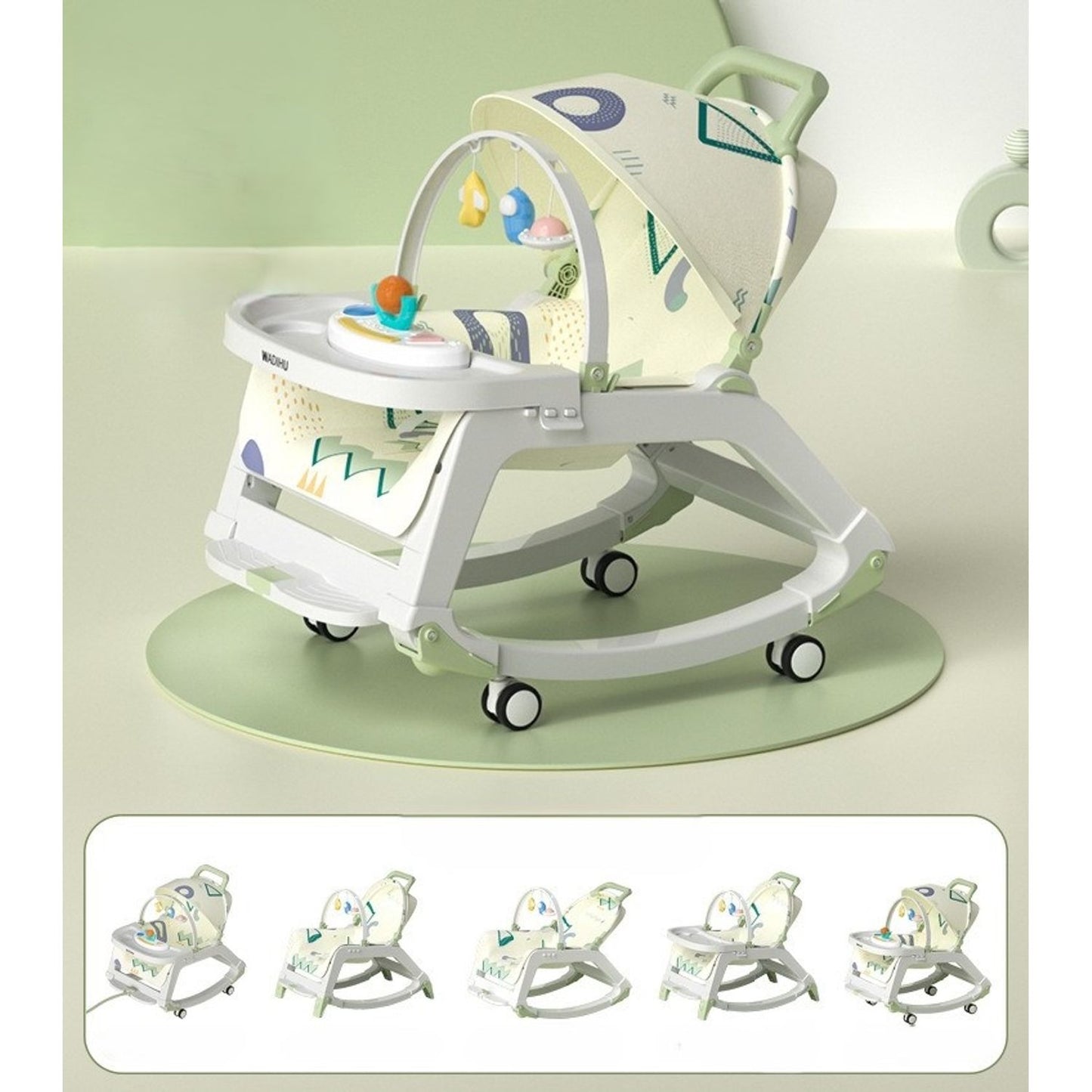 🌟 SILLA MECEDORA MULTIFUNCIONAL 5 EN 1 👶 COMODIDAD, SEGURIDAD Y DIVERSIÓN PARA TU BEBÉ 💖